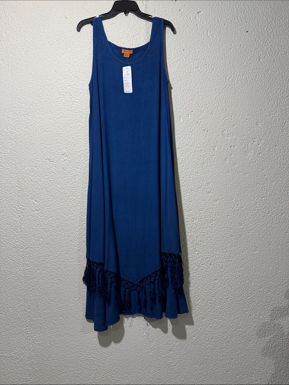 Sakkas Royal Blue Maxi Dress with Fringe Hem. DR